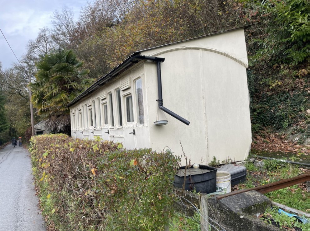 Converted railway carriage.
