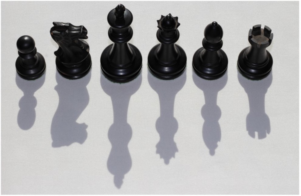Photo of chess pieces and their shadow